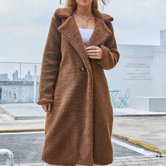 Jackets & Blazers - Eilly Bazar Double Button Teddy Midi Coat NWOT Size S
